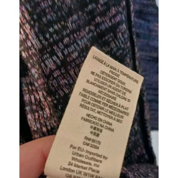 Free People Naomi Women Size Medium Purple Black Knit Bomber Jacket Sweater Zip - Picture 7 of 9